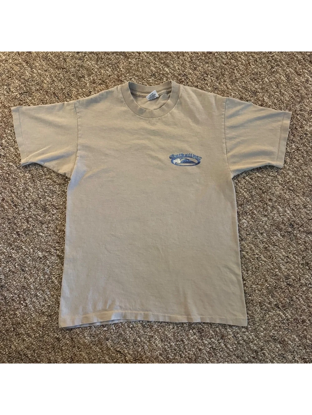 Vintage 90s Quiksilver Single Stitch Graphic T-Shirt Surf Tan Size Medium